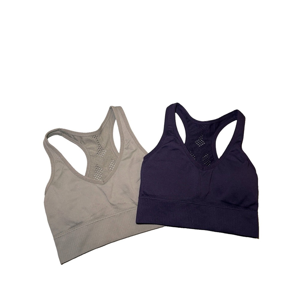 Women's Black Racerback Sports Bra Wireless Pullover Stretch Solid M